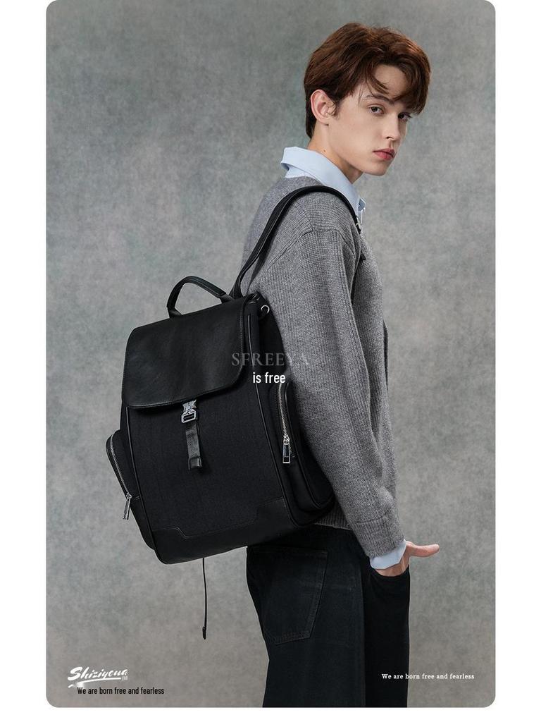 Whale Language Vintage Genuine Leather Laptop Backpack for Men - Stylish College Student Bag