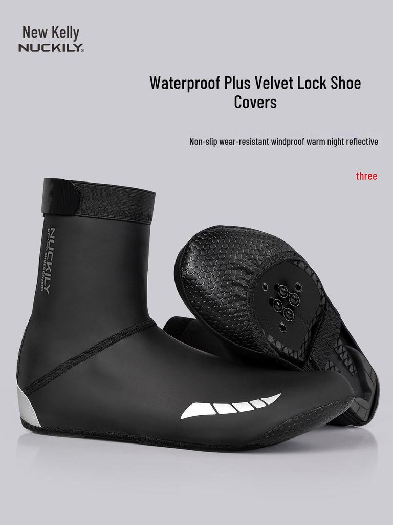 Men's Fleece-Lined Winter Cycling Shoe Covers - Warm, Windproof & Waterproof for Mountain and Road Biking