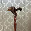 Handmade Lion Head Wooden Walking Stick: Royal Design Cane