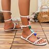 Fashion Fashion Solid Color Buckle Decorated Open Toe Women's Sandals 2025 Summer Flat Soles and Comfortable Outer Wear Shoes Zapatos