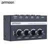 Ammoon HA400 Ultra-compact 4 Channels Mini Audio Stereo Headphone Amplifier with Power Adapter