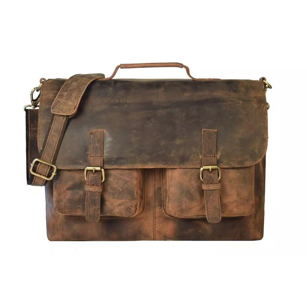 

16-дюймовая кожаная сумка-мессенджер для ноутбука в стиле ретро Buffalo Hunter, офисный портфель 16 x 12 in коричневый