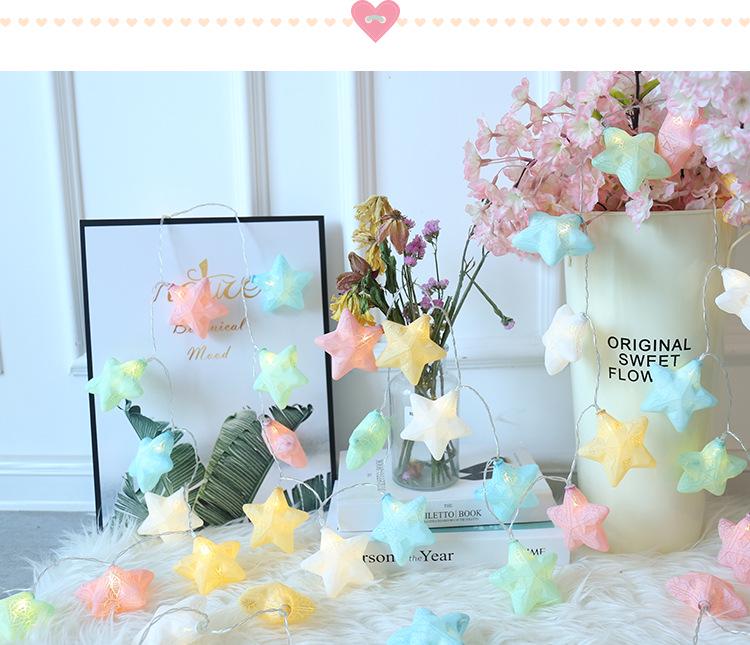 Nordic Style LED Star String Lights - Battery Operated, Cracked Design, Colorful Small Lights