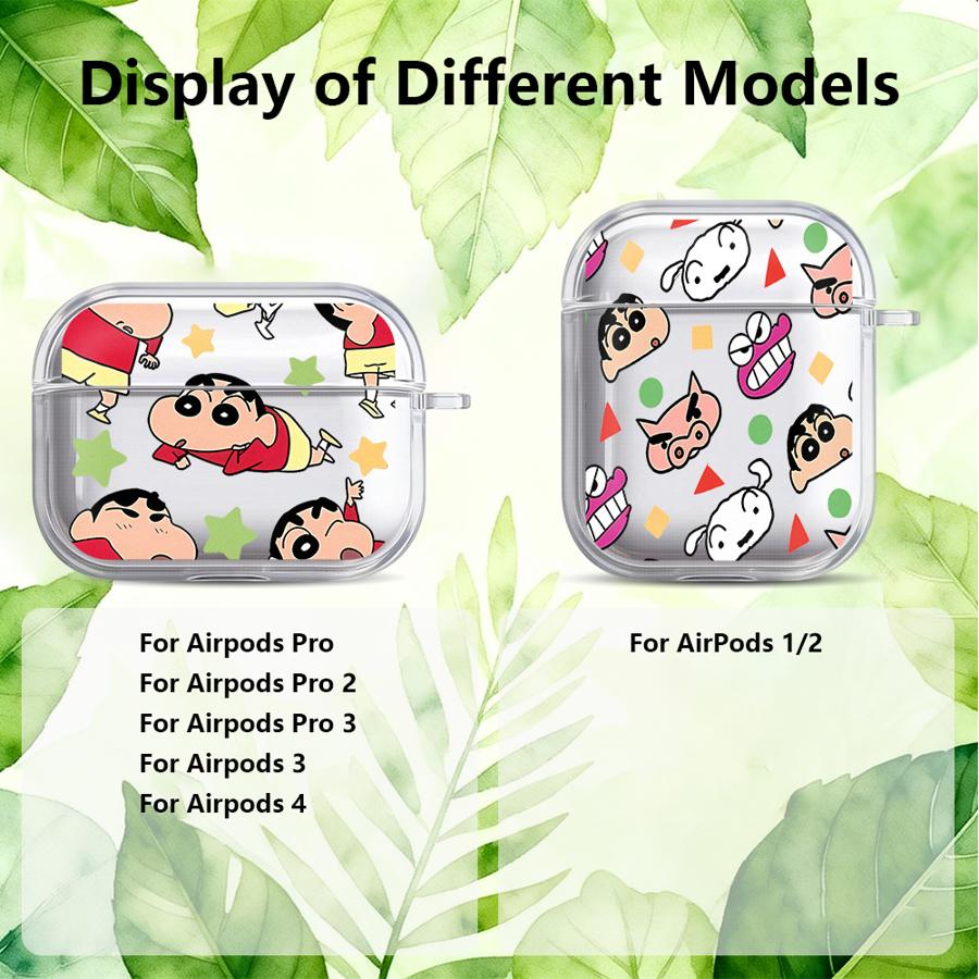 Crayon ShinChan Cute Clear Earphone Cases Cover Case For Airpods 3 4 Pro 1 Pro2 2 Pro3