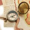 Brass Pocket Compass with Leather Case Engravable Nautical Gift