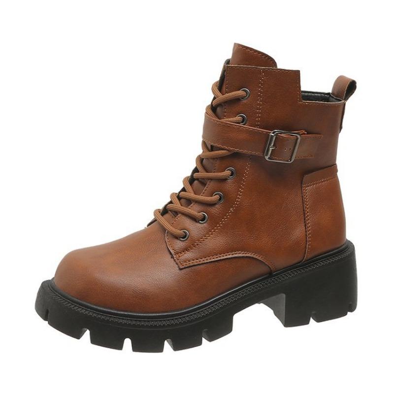 Martin boots women's new autumn and winter locomotive boots thick-soled belt buckle retro short boots large size