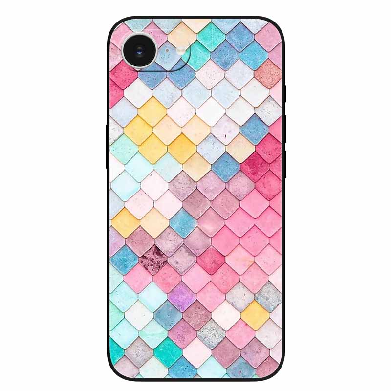 Schwarze Handyhülle Cover für Apple iPhone 16e Hüllen Gedruckte TPU Weiche Stoßfängerhülle für iPhone16e 16e 2025 Schutz Silikonhüllen