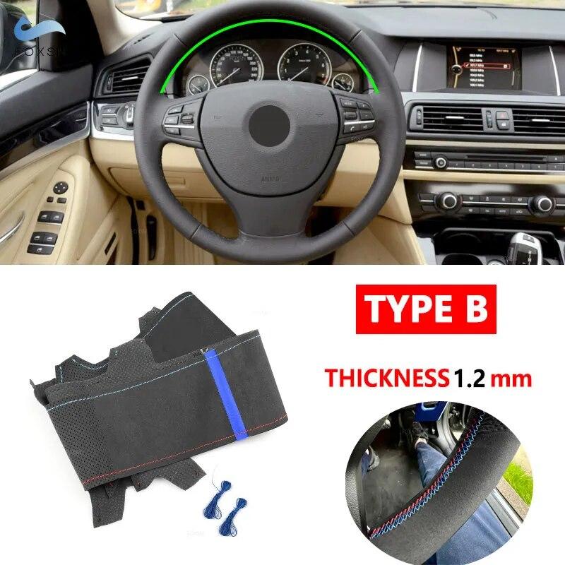 Pentru BMW Seria 5 6 7 F10 F07 F11 2009-2017 F12 F13 2011-2017 F01 F02 2008-2015 Capac interior al volanului mașinii Trim din piele de căprioară