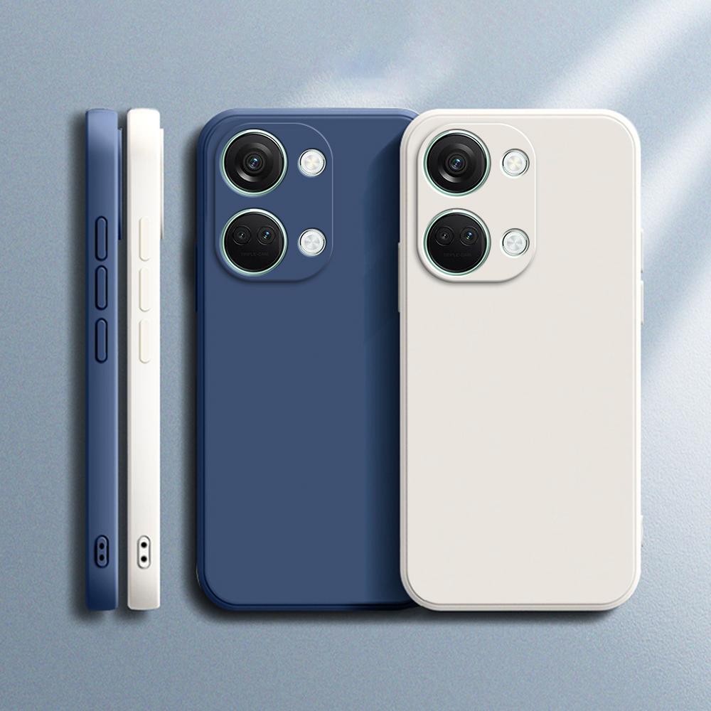 

Basic Plain Phone Case for Oneplus Nord 3 Nord3 5G Funda Candy Color Soft Square Liquid Silicone Internal Flocking Cover Housing
