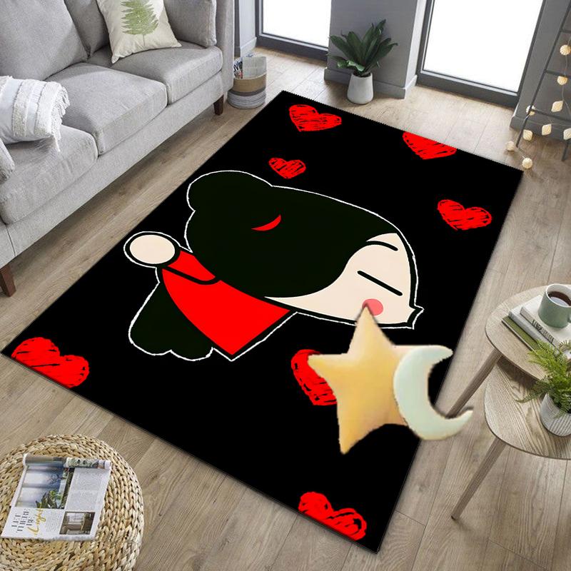 Heartfelt Love Cute Doll Office Rug Chair Mat, Game Carpet, Suitable for Front Door, Bedroom, Living Room, Desk, Holiday Gift