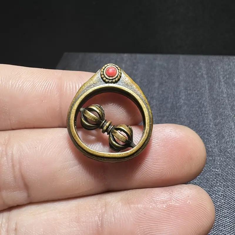 Ethnic Tibetan Buddhist Vajra Rotating Pendant Charm Religious Decoration Blessing Amulet Protection Amulet,Brass Hanging Pestle