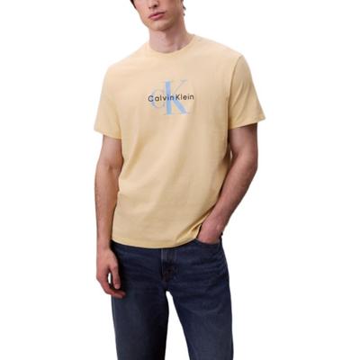 Letter Logo Round Neck Short Sleeve T-Shirt Men Tops Yellow Blue 4RB862GRM9