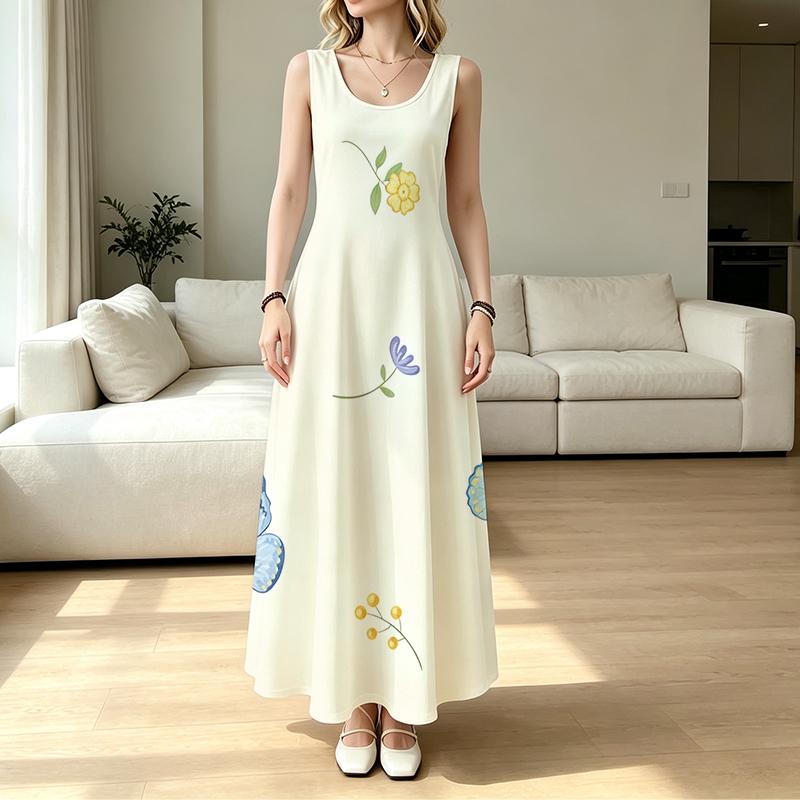 Women's Summer Beach Maxi Dress,Sleeveless Loose Fit,Breathable Soft Fabric,Versatile Casual Style,Ideal for Vacation,Daily Outings & Beach Trips