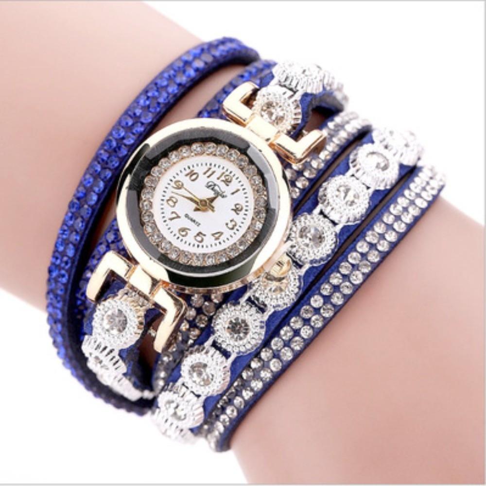 PU Leather Bracelet Watches Quartz Quartz Wrist Watches High Quality Round Watch синий