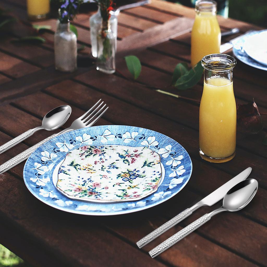 Thickened Cutlery Set 430 Stainless Steel 24 Piece Set Gift Box Home Western Style Steak Hammer Pattern Knife Fork Spoon