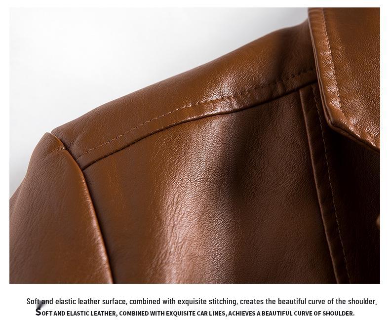 Herrjacka i läder i koreansk stil, smal passform - Stilfullt ytterplagg för vår/höst, motorcykelmode