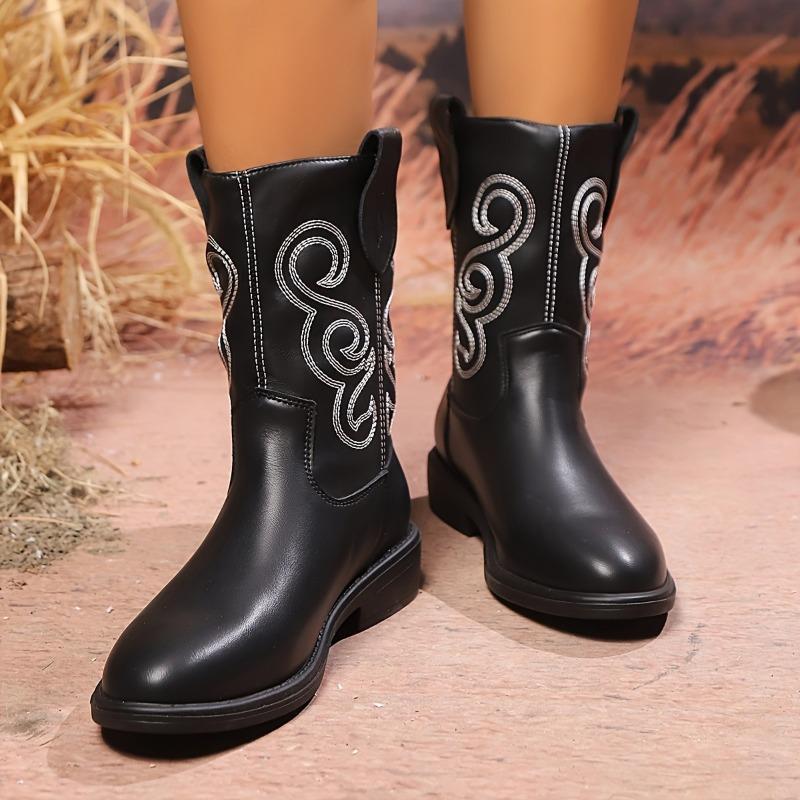 Fashion Ladies Shoes Slip-on Women's Boots New Embroidery Modern Boots Women High Quality Plus Size Mid-Calf Boots
