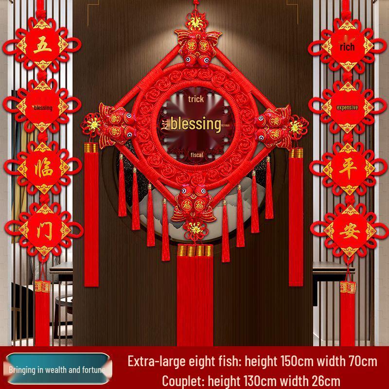 2025 High-End Chinese Knot Peace Fu Character Five Blessings Door Ornament for Living Room and Housewarming Decoration