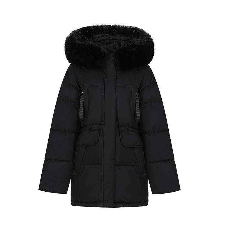 2025 down cotton-padded clothes women's medium and long large size slim-fitting large fur collar cotton-padded jacket new Korean version thickened