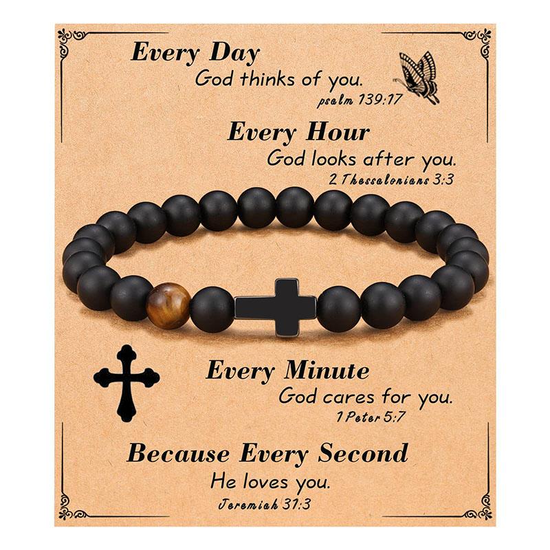 To Mens Boys Gifts Cross Bracelet for Son, Grandson, Dad, Godfather, Men Birthday Graduation Retirement Christmas Christian Gift for Teens Boys Men