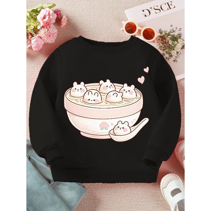 Kids Crewneck Sweatshirt, Cute Cartoon Bear Print Long Sleeve Casual Top for Spring Autumn 110