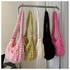 Geknittertes Design bestickte Karomuster Schultertasche Achseltasche einfache große Kapazität gesteppte Tragetasche für Frauen