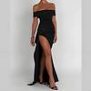 Summer European and American Tube Top Sexy Dress One-word Collar Halter Split Long Dress