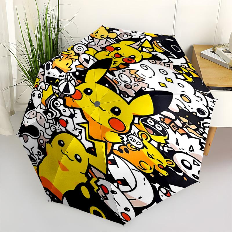 1pc Pikachu Pokemon Automatic Folding Umbrella, Sturdy And Durable Automatic Folding Umbrella with 8 Ribs, a0911066