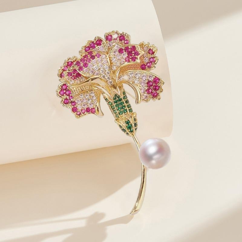 Carnation Brooch, High-end Feminine Charm, Pearl Flower Pin, Design Sense, Niche Brooch