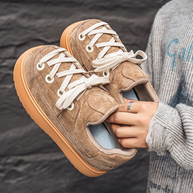 Men Flats Platform Shoes Suede Trend Sneakers 2026 Winter Casual New Loafers Casual Sport Shoes Walking Lace Up Zapatos Mujer