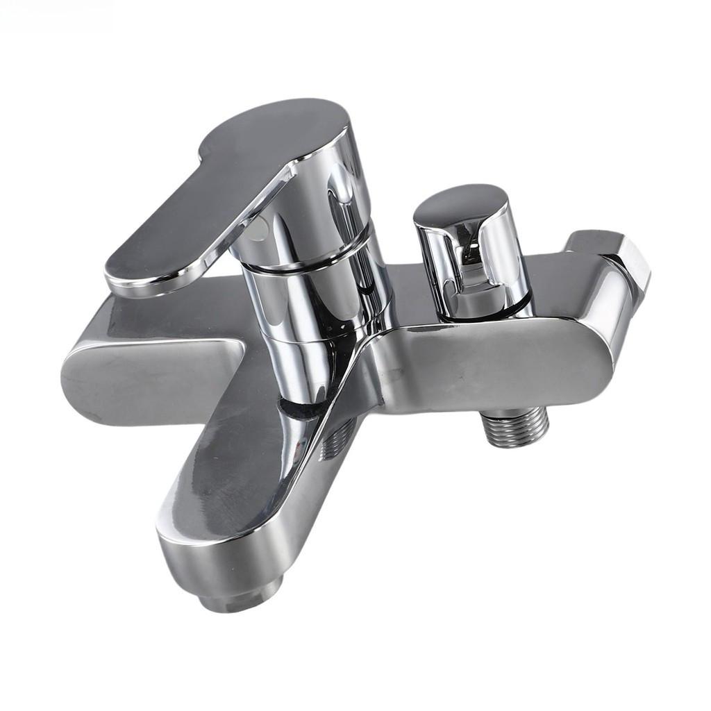 Household Dual Control Shower Faucet Silver Hot and Cold Water Mixer Bathroom Brass Bathtub Tap