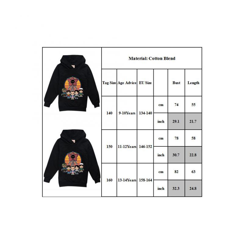 Stranger Things Hellfire Club Kids Hoodie Sweatshirt Long Sleeve Hooded Pullover Casual Tops