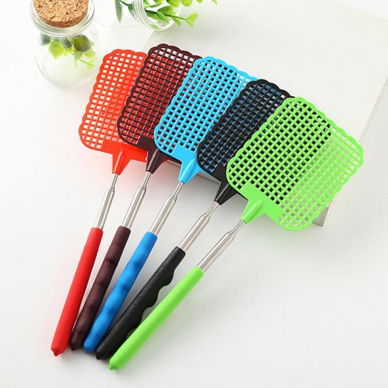 28cm Telescopic Fly Swatters Retractable Manual Plastic Fly Swatter Extendable Flyswatter With Long Pole Can Extend To 73cm