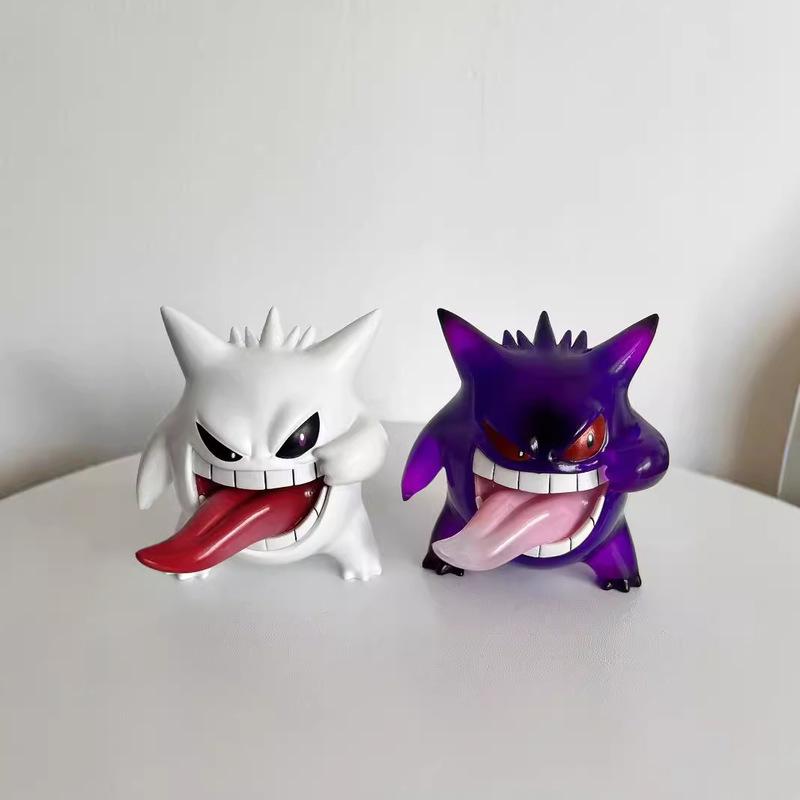 In Stock Transparent Gengar Figure Model PokMon Cute Tongue-Out Version Anime Desktop Decoration GK Collectible Toy Trend Gift