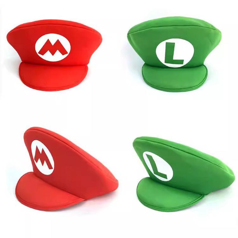 Anime Super Mario Bros Hat With Beard Cosplay Prop Mario Luigi Cosplay Costume Hats Halloween Party Caps Gift