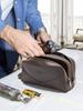 CONTACT'S Genuine Leather Vintage Cosmetic Bag for Men Make Up Bag Travel Bag Male Toilery Bag Wash Bag