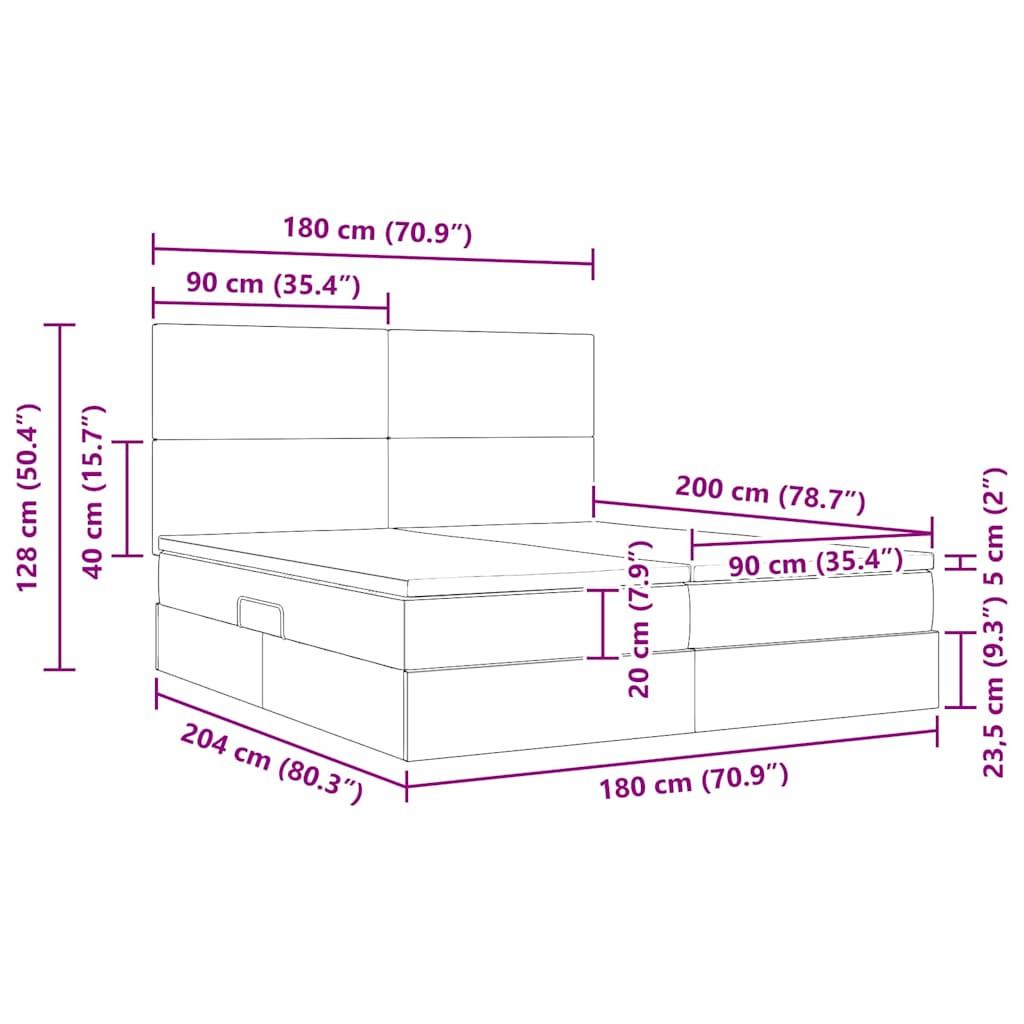 Storage Bed with Mattress Dark Blue 180 x 200 cm Velvet
