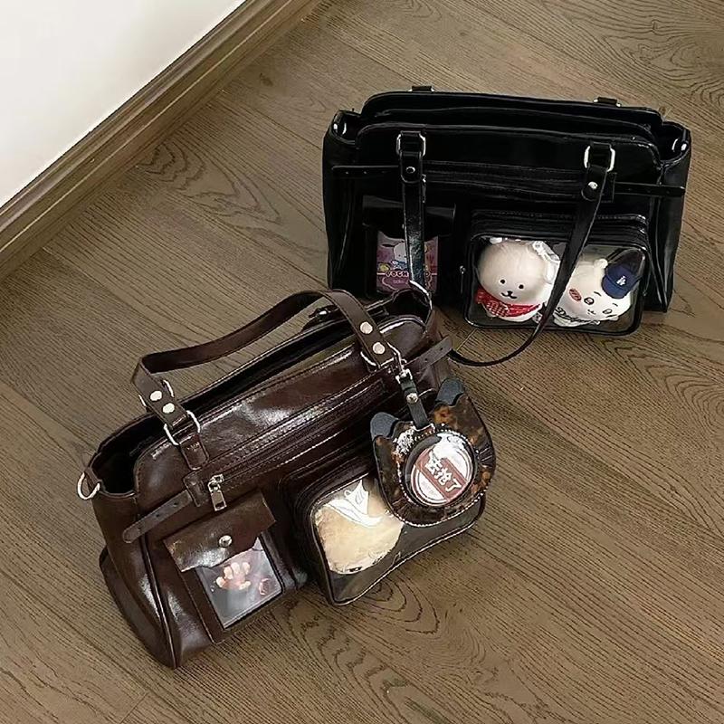Japanese Y2k Itabag Lolita Girls Crossbody Bag Fashion Harajuku Handbag Multi-pocket Badge Transparent Display Shoulder Bag