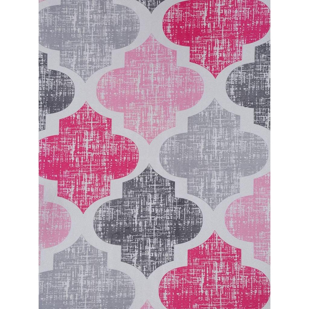 2 Piece Moroccan Motif Eyelet Glace Cotton Long Door Curtains -  Pink