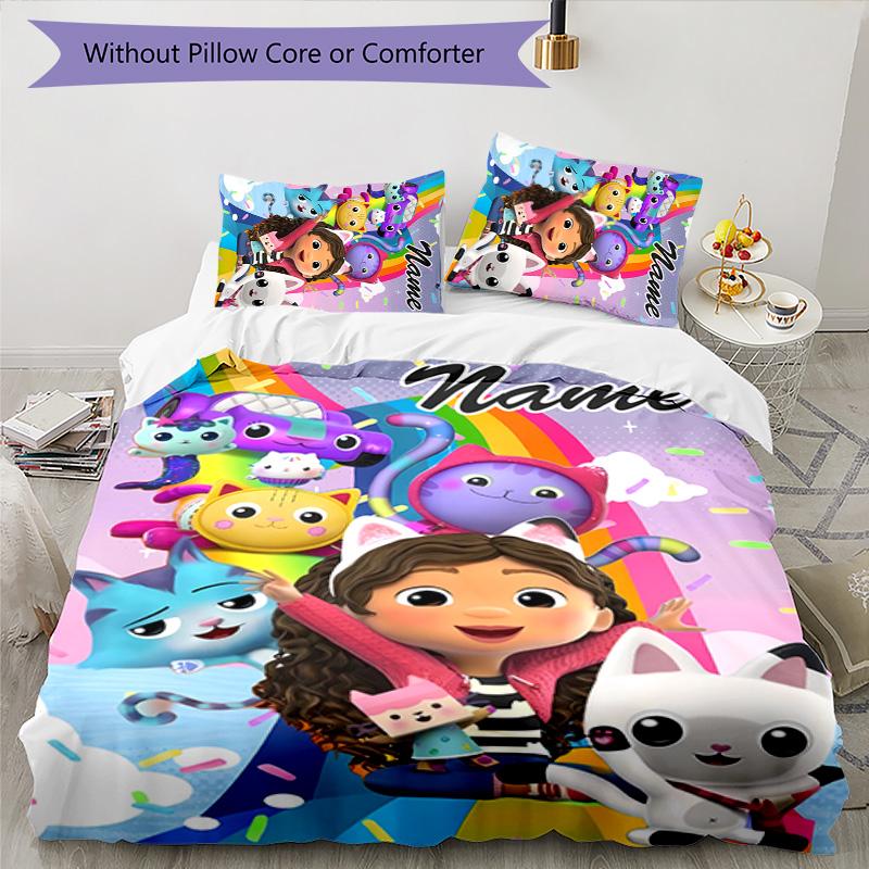 3pcs Gaby's Bubble House1 Cover Set - Personalized Name, HD Printed Bedding with 1 Cover and 2 Pillowcases - Perfect for Home Decor, Easy Care