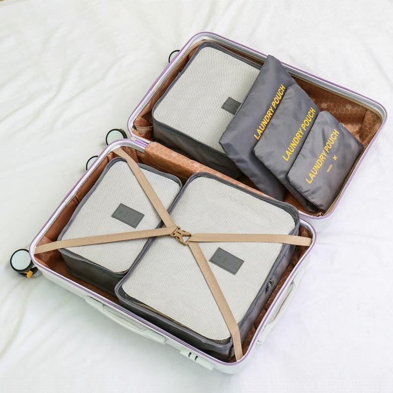 6 PCS Travel Storage Bag Set for Clothes Tidy Organizer Wardrobe Suitcase Pouch Travel Organizer Bag Case Shoes Packing Cube Bag
