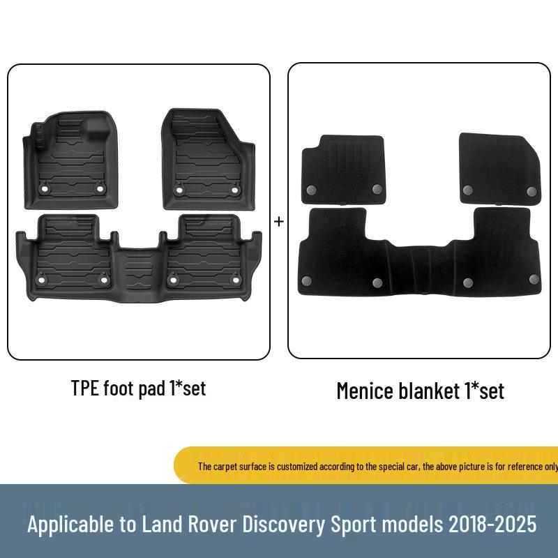 Eco-friendly TPE Floor Mats for Land Rover Discovery Sport (2018-2025), Including Trunk and Backrest Pads.