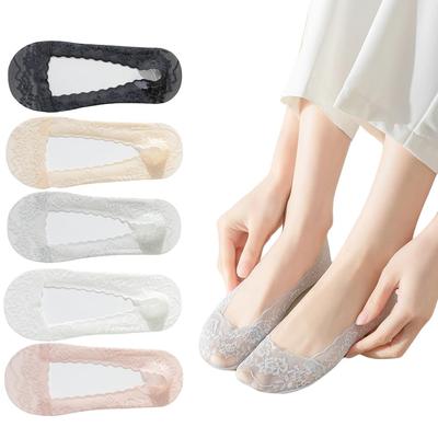 Lace Foot Take Cover Cute [Yolrky] Women's Socks, Cover, Can't Off, Pumps, Socks, Invisible, See-Through Socks, Anti-Slip, Socks, (Multi Color)