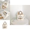Cute Letters And Cartoon Bear Print Casual Hand Held Canvas Bag For Office Use