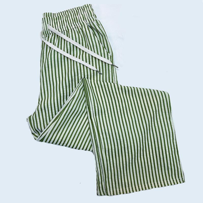 2025 Frühling/Sommer Damen High Waist Schwarz & Weiß Gestreifte Weitbein Freizeithose