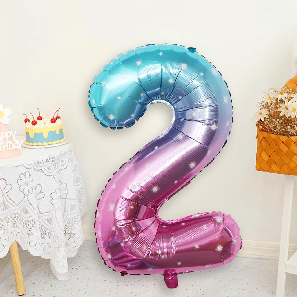 32-Inch Gradient Color Aluminum Foil Number Balloons - US Version