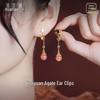 Sterling Silver Jade Earrings: Ancient-Inspired Women's Qipao Accessories with Peace Lock Design