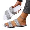 Temu one-word with flat bottom sequins round head women's cool slippers summer casual beach fish mouth slippers women