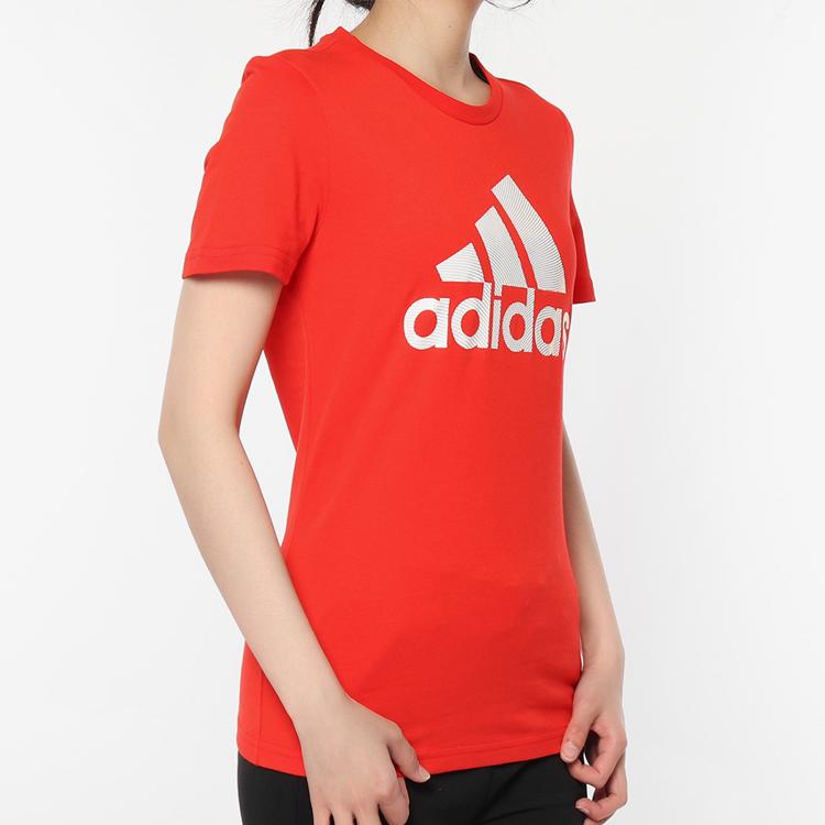Adidas Foil Graphic Crew Neck Short Sleeve T-Shirt Women Tops Red DW5722