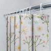 Spring Floral Shower Curtain Soft Waterproof Fabric Decorative Bathroom Liner for Kids' Bathroom White Green Yellow Purple Color